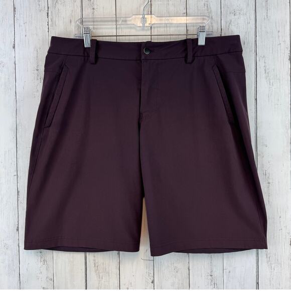 Lululemon Burgundy The Works Golf Short 11" Chino Shorts Size 38 Warpstreme - Picture 2 of 15